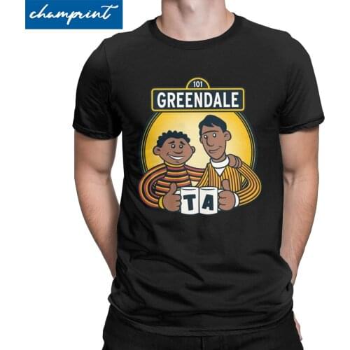 Greendale Street T Shirts Men Pure Cotton Unique T-Shirt Crew Neck Community Tv Show Abed Troy Tee Shirt Plus Size Clothes