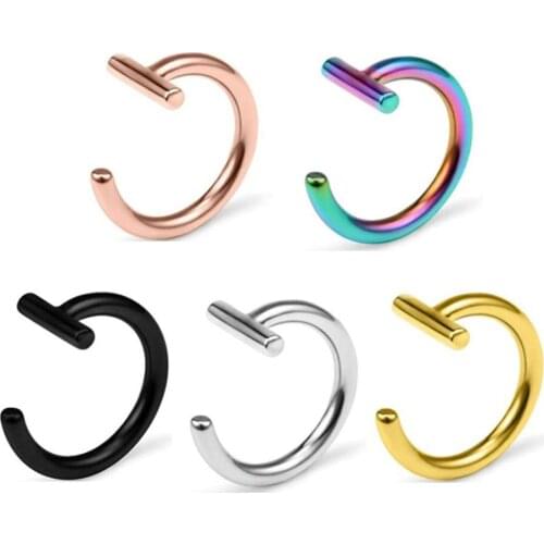 Wholesale Trendy Fake Nose Ring Septum Piercing Lip Rings Gold Stud Stainless Steel Nostril Piercing Body Jewelry for Women Girl