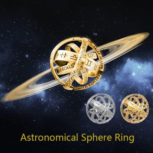 Astronomical Sphere Ball Ring Couple Lover Fashion Jewelry Gifts Vintage Complex Men Women Rotating Astronomical Astrology Ring