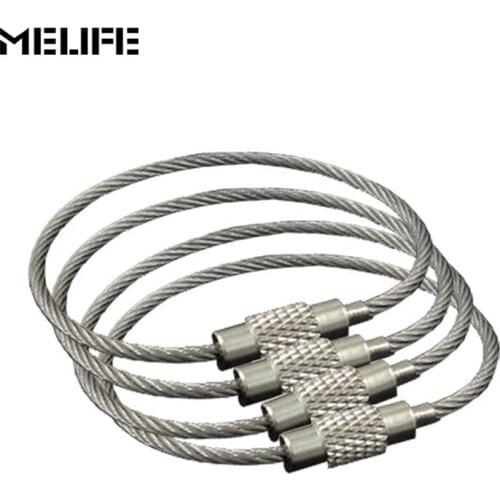 MELIFE 10PCS Climbing accessories buckle Cable Carabiner Key Chain Camping Hook Clip EDC Tool Stainless Steel Wire Rope KeyRing