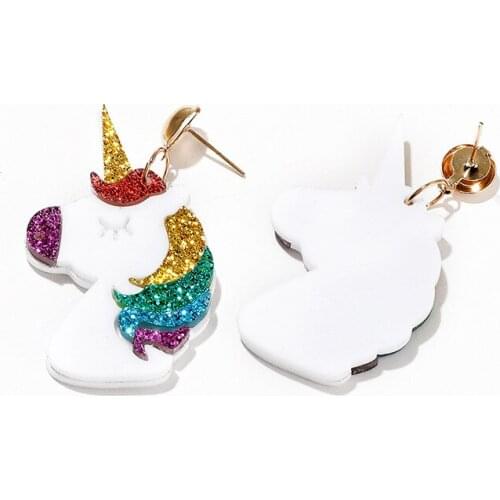 Fashion Women Acrylic Color unicorn Earrings Party Summer Accessory