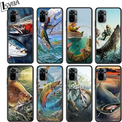 Trout Panel Fish Fishing for Xiaomi Redmi Note 10 10S 9 9T 9S 9Pro Max 8T 8Pro 8 7 6 5 Pro 5A 4X 4 Soft Black Phone Case