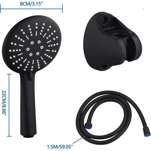 3 Function Luxury Black Shower Head Removable Hand Held Rainfall Spray Shower Head Set For Bathroom Matte Black High Quality