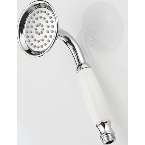Shower Heads Chrome Brass Bathroom Hand Held Shower Sprayer Head With Luxury Ceramics Bath Round Rainfall Shower Faucet HJ-0527K