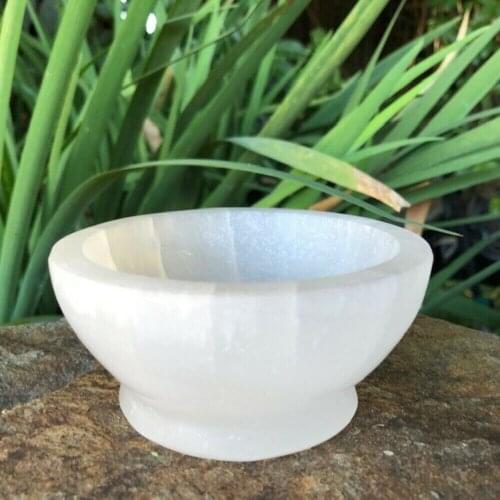 Selenite quartzo artesanal natural pedra tigelas branco gesso mineral ornamentado acessórios de cozinha emplastro jóias criação