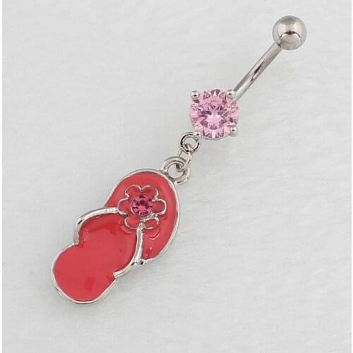 New Fashion Creative Exquisite Mini Slipper Navel Belly Button Barbell Ring Nightclub Body Piecing Jewelry