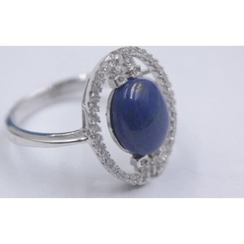 Solid 925 Sterling Silver Ring The Widest 18mm Oval Lapis Lazuli Ring