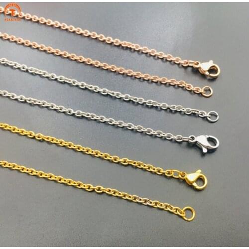 Wholesale Stainless Steel Chain Necklace Ball Station Satellite Chain Dainty 1.6mm Flat Oval Link Chain