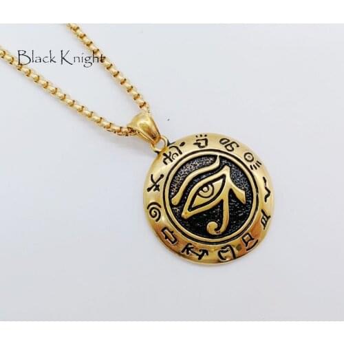 2019 New arrival Ancient Egyptian God Eye of Horus charm necklace retro 316L stainless steel aumlet necklace jewelry CAGF0376