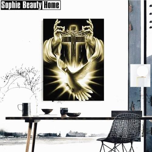 Full Square/Round Drill 5D DIY Diamond Painting Jesus Hand and the Dove Diamond Embroidery Cross Stitch Mosaic Wall Decor 199003