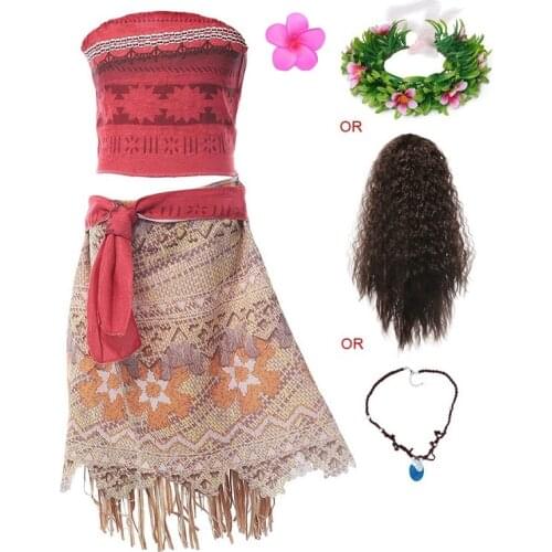 VOGUEON Moana Adventure Outfit Girls Summer Vaiana Fancy Dress Up Clothes Children Birthday Party Photography Princess Costume