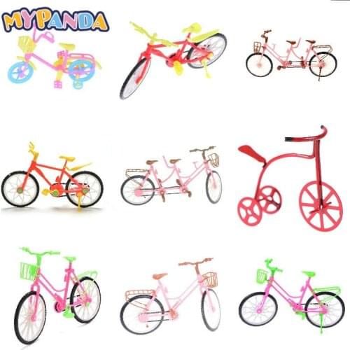 Mixed Style Doll Accessories Pink Green Plastic Bicycle Bike Outdoor Sports Toy For Doll Dollhouse Ken Kids Toys Set