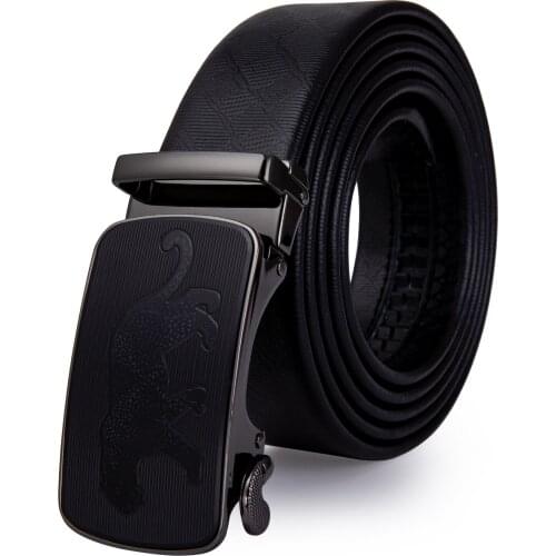 Hi-Tie 160cm long Large Size Mens Belt Genuine Leather Brand Fashion Automatic Simple Buckle Black Business Cow Belt 3.5cm