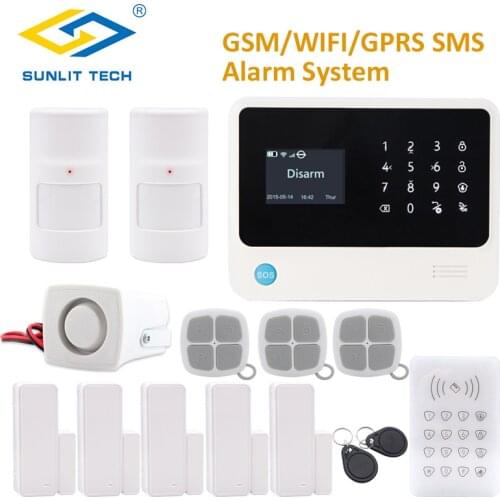 APP Remote Control WIFI GSM Home Alarm System with RFID Keypad Anti Pet PIR Sensor and Two Way Door Sensor