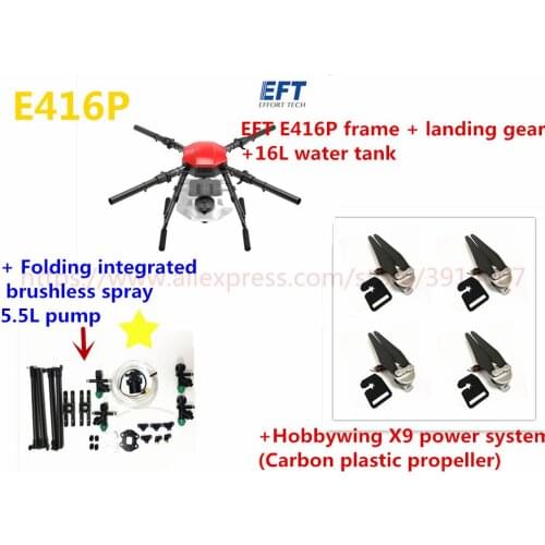 EFT E416P 16L 16kg Agricultural spray drone frame kit Folding Quadcopter with Hobby-wing X9 power system