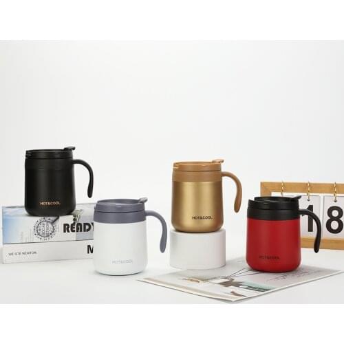 New 350ml Coffee Mug Vacuum Cup Thermos Stainless Steel Insulated Water Tumbler With Handle Lid and Mixing Spoon Office