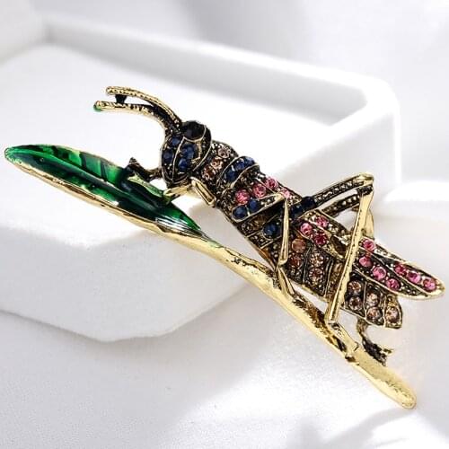 Vintage Grasshopper Brooches For Women Cute Insect Brooch Pin Hot Sale Winter Coat Accessories