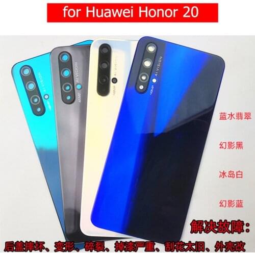 For Huawei Honor 20 Battery Back Cover Glass Rear Cover Housing Door Camera Glass Lens Frame Repair Spare Parts