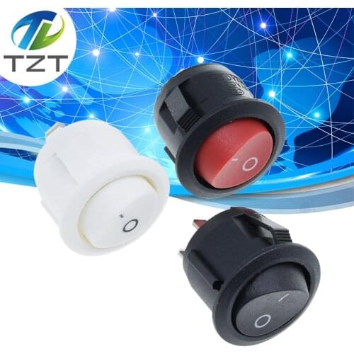 TZT 20MM ON-OFF Round Rocker Toggle Switch 6A/250VAC 10A 125VAC Plastic Push Button Switch KCD1-105 Red Black White
