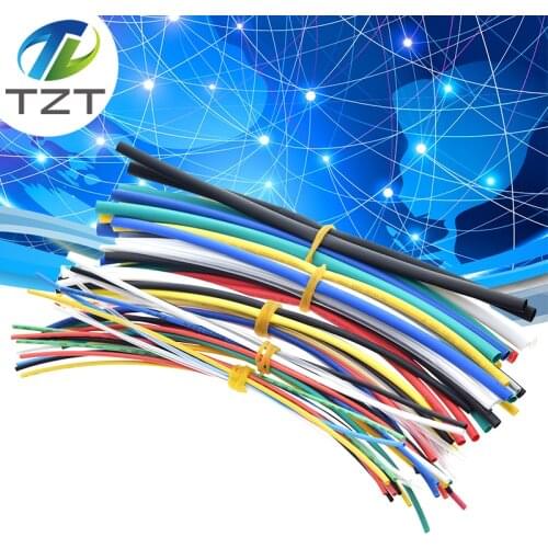 TZT New Electric Unit 70pcs Flame Retardant Durable 7 Color Assorted Colors Ratio 2:1 Polyolefin Heat Shrink Tubing Tube Kits
