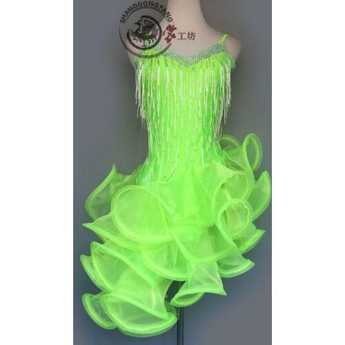 New style latin dance costume sexy spandex tassel latin dance dress for women latin dance competition dresses A46 S-4XL