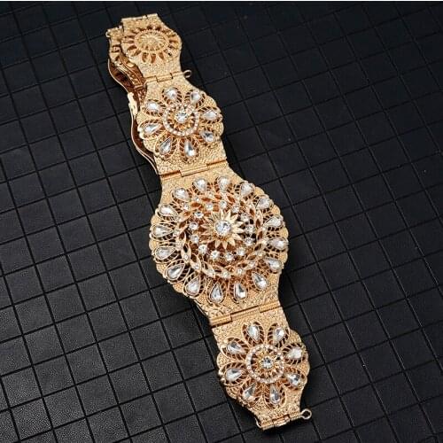 Morocco Women Body Chain Caftan Belt Gold Color Red Green Stone Ethnic Wedding Dress Festival Metal Waist Chain Belt Jewelry