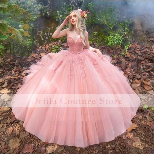 Elegant robe de bal Quinceanera Dresses 2021 Pink Sweetheart Sweet 16 Dress Pageant Prom Gowns vestidos de 15 años