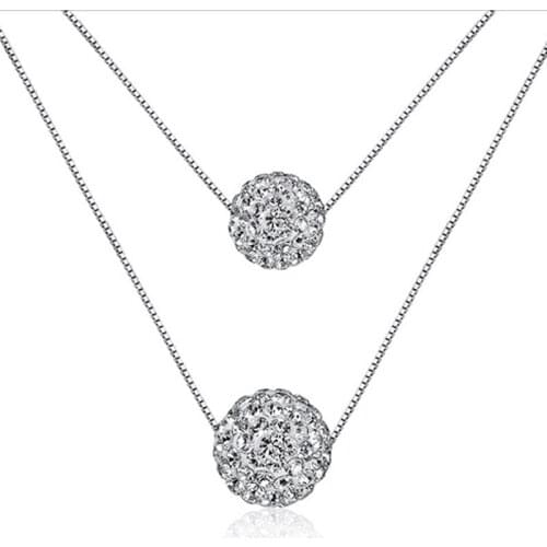 Silver Necklace 2020 New Fashion Silver Double Cubic Zircon Pendants Necklaces For Women Jewelry Free Shipping