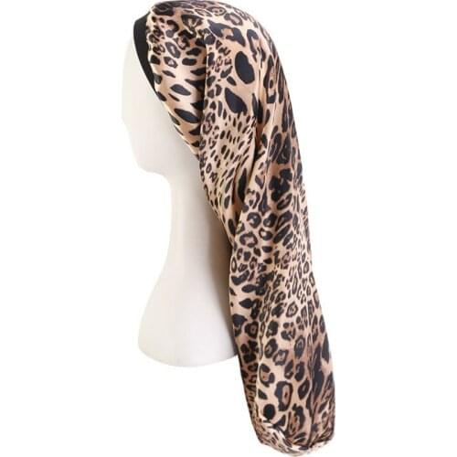 1pc NewLong Satin Bonnet Sleep Hair Cap with Band Long Hair Care Bonnet Night Sleep Cap for Women Sleep Hair Styling Accessories