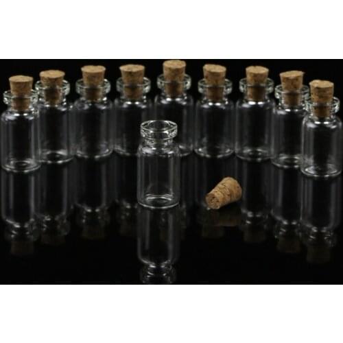10pcs Mini Glass Wish Bottle Vial with Cork Stopper Storage Pendant 0.5/1/2/20mL 50JD