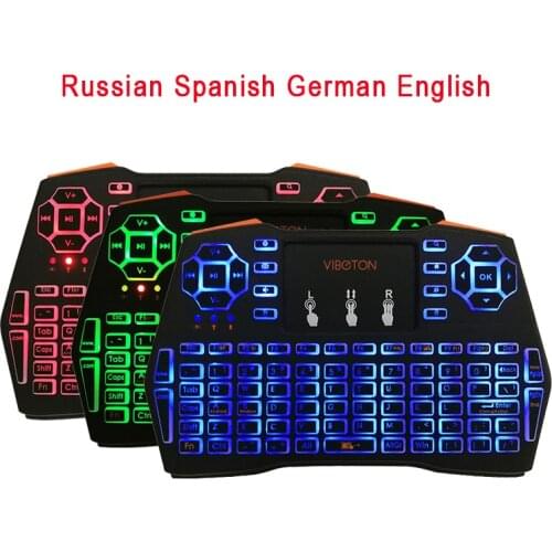 2.4G Wireless Mini Keyboard 4 Languages Mouse Touchpad Remote Control Backlight Keyboard for Android TV Box Raspberry Pi