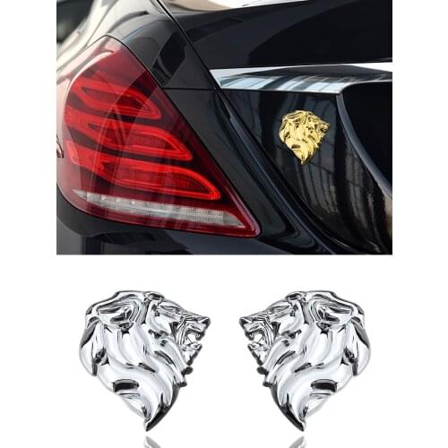3D Metal Lion Head Car Side Rear Trunk Emblem Badge Car Sticker Decals for Universal Cars Moto Bike Decorative Car Accessories