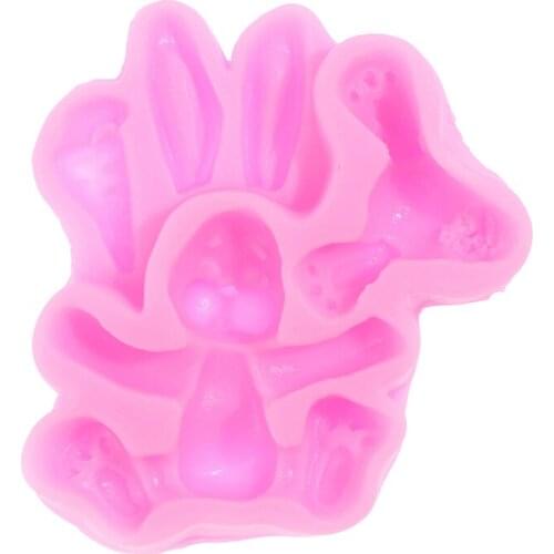 3D Rabbit Easter Bunny Silicone Mold Cookie Baking Candy Chocolate Gumpaste Mould Cupcake Topper Fondant Cake Decorating Tools