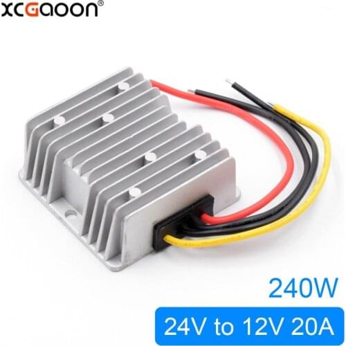 XCGaoon DC DC Converter Adapter input DC 24V ( Voltage Range 16V-40V ) Output 12V 20A 240W Step Down Car Power Supply