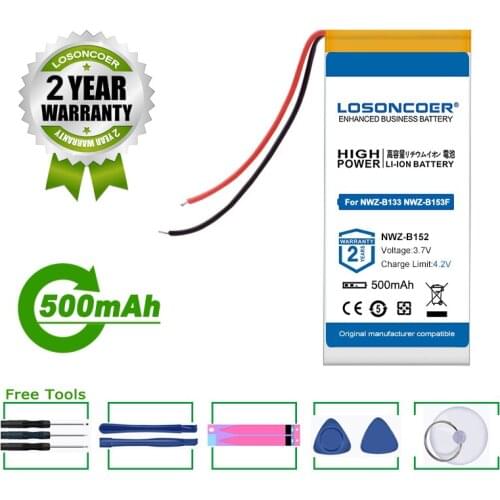 LOSONCOER Battery 500mAh For Sony NWZ-B152 NWZ-B153F NWZ-B133 MWZ-B162F MWZ-B172F MWZ-B173F NWZ-B183 NWZ-142F Player Batteries