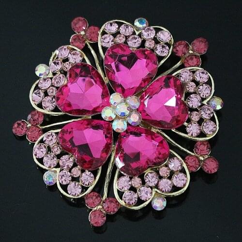 Large flower brooch fashion womem 8 colors rhinestone crystal gold-color hot sale Elegant pins jewelry B1226