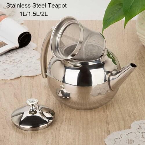 BORREY 2L Stainless Steel Teapot With Tea Infuser Filter Oolong Kettle Metal Tea Coffee Pot Induction Cooker Gas Stove Kettle
