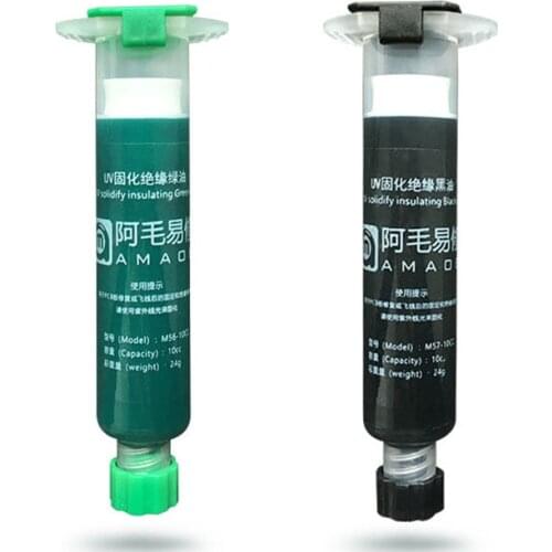 AMAOE 10CC Green/Red Oil UV Solder Mask Ink for PCB BGA Circuit Board Insulating Protect Soldering Paste Flux Oil