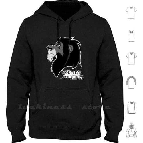 Long Live The King Hoodie Long Sleeve Thrones Long Live King Mufasa Scar Lion Kig Funny Fun Geek Freak 1990 90s