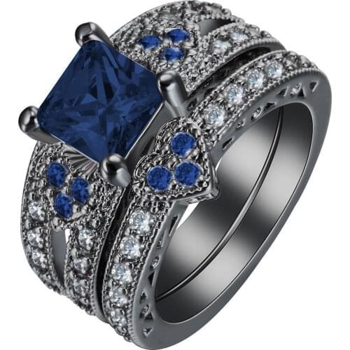 European And American Fashion Ruby Heart-shaped Double-layer Set Ring High-end Atmospheric Jewelry Ladies Party Dinner Jewelry