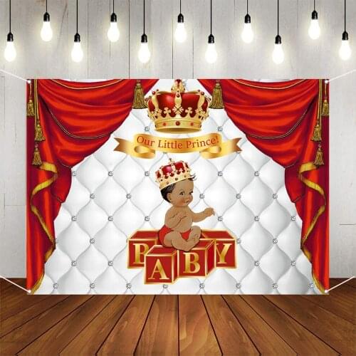 Baby Shower Backdrop Little Prince and Crown Party Photo Backdrops Baby Shower Photography Background