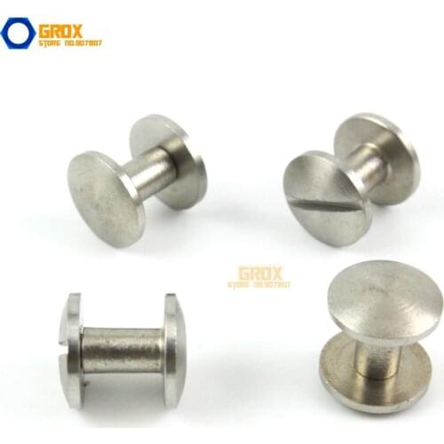 25 Set 10*7mm 304 Stainless Steel Rivet Chicago Screw for Leather Craft Cambered Head