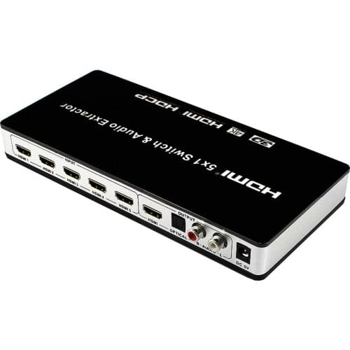 2019 New HDMI Switch Switcher 5x1 HDMI Audio Extractor 4Kx2K 3D ARC Audio EDID setting 7.1CH/ADV/2CH