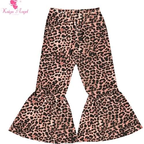 Kaiya Angel 2018 Girls Boutique Pants Leopard Printed Toddle Leggings Kids Bell Bottom Trousers Wholesale Baby Autumn Clothes