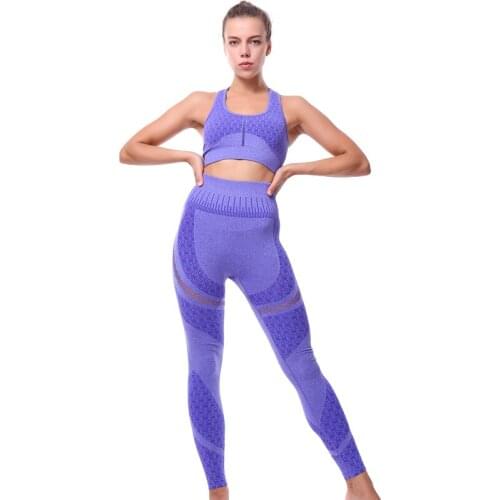 Yoga Sets Women Gym Sports Set Elastic Sports Hight Waist Leggings Sportswear Workout Sets Women Yoga Sets Women Gym Sports Set