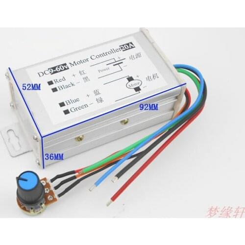 1200W 20A DC Motor Controller 9v12v24v36v48v60v Bldc Pwm Brushless Motor Controller Speed/Temperature/Brightness Adjustment