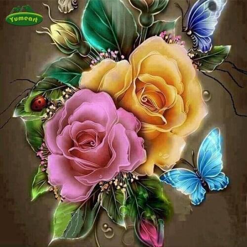 Colorful Retro Rose Diy Diamond Painting Kits New Diy 3d Diamond Painting Flower Novelty Mosaic Embroidery Resin Craft Canvas