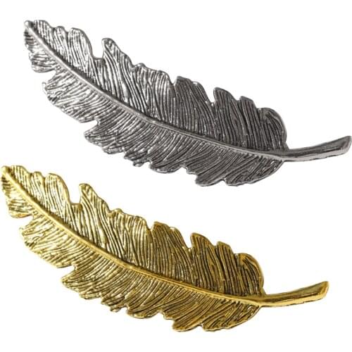 Hot Selling Jewelry Retro Exaggerated Metal Feather Hairpin Tree Leaf Edge Clip Spring Ponytail Clip Hairpin