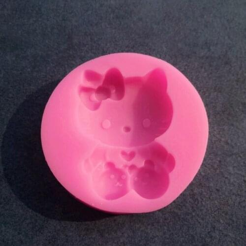 Cartoon KT Cat Turned Sugar Cake Mold Jelly Mold Liquid Silica Gel Mold Manual Soap Baking Tool A007