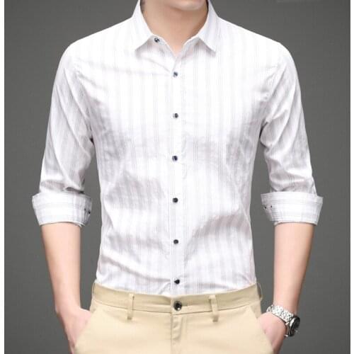 Mens luxury brand high-quality long-sleeved shirts 2021 new men fashion business shirts Slim casual striped dress shirts S-4XL